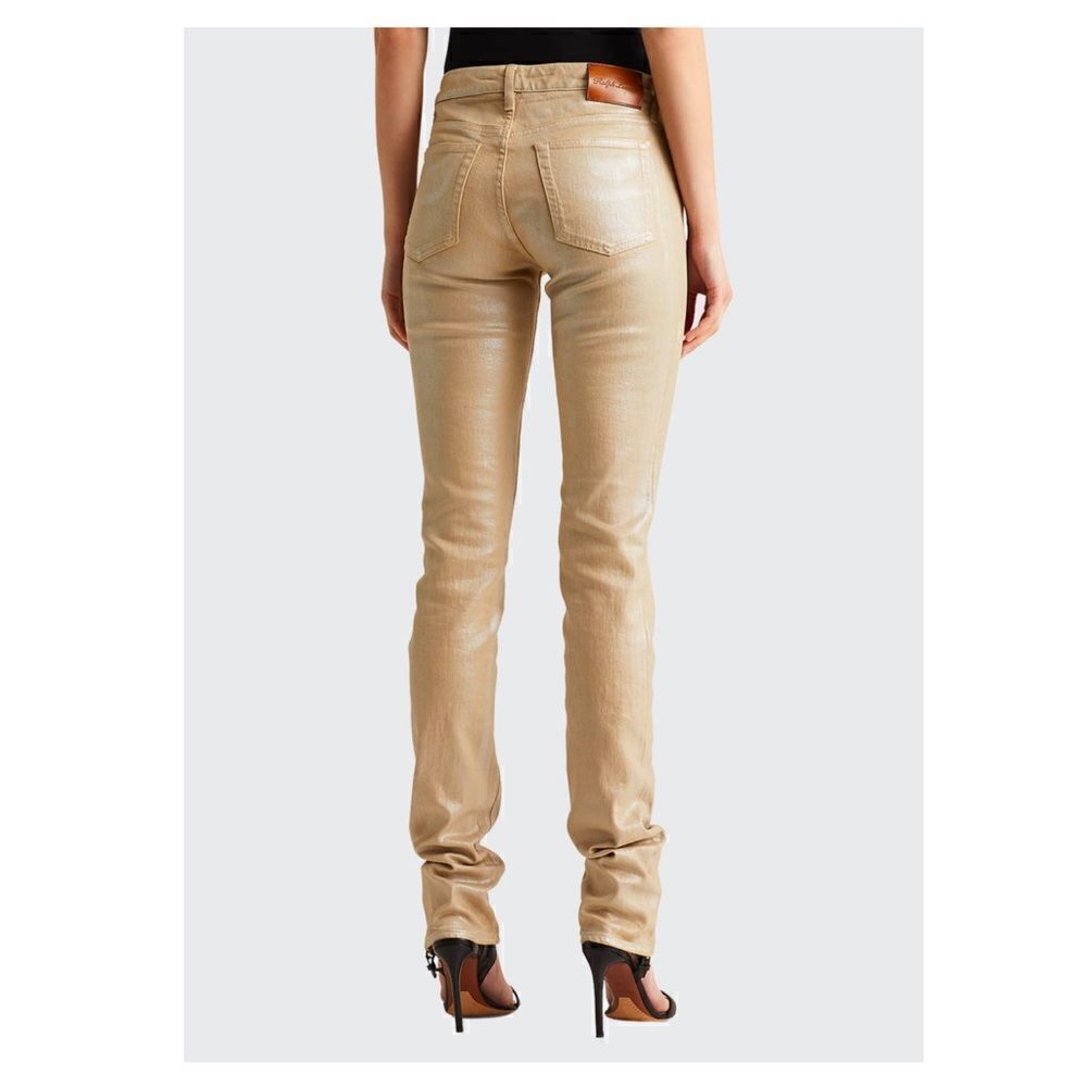 Ralph Lauren Pre-Spring Collection Sand Pearlescent Foil 160 Skinny Stretch Jean